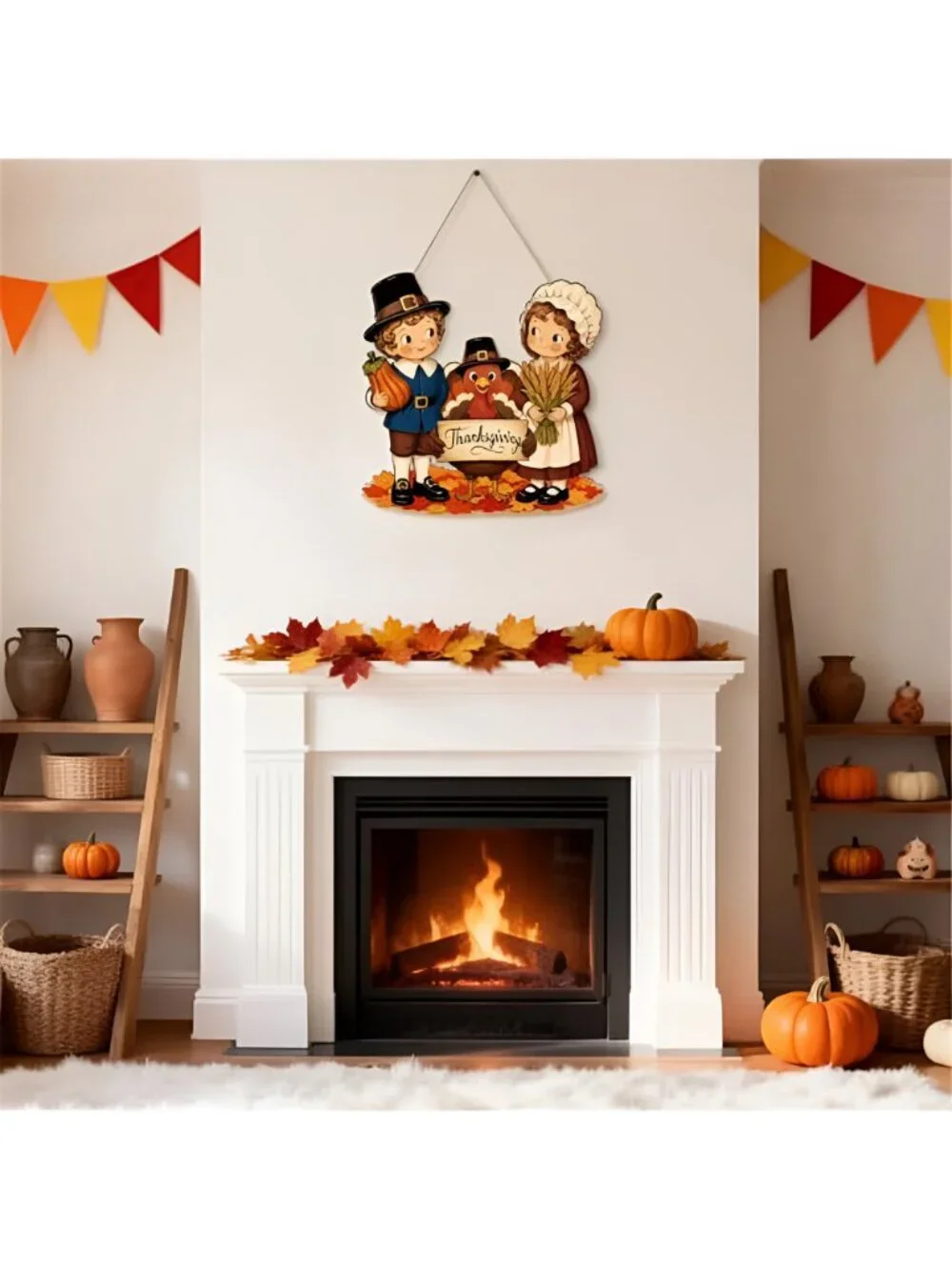 Thanksgiving Door Decorations Wooden Turkey Pilgrim Decor Thanksgiving Sign
